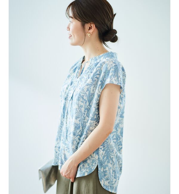  「ボタニカルプリントリボンフレンチブラウス」|シャツ・ブラウス|