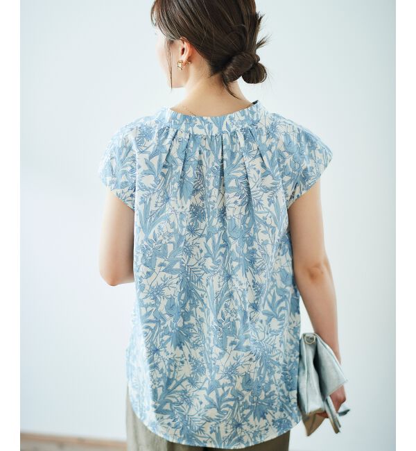 「ボタニカルプリントリボンフレンチブラウス」|シャツ・ブラウス|