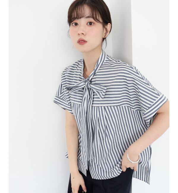  「《手洗い可能》ストライプドルマンボウタイシャツ」|シャツ・ブラウス|