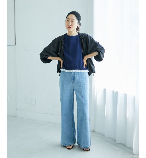  「《手洗い可能》komatsu.裾レースクロップドTシャツ」|Tシャツ・カットソー|