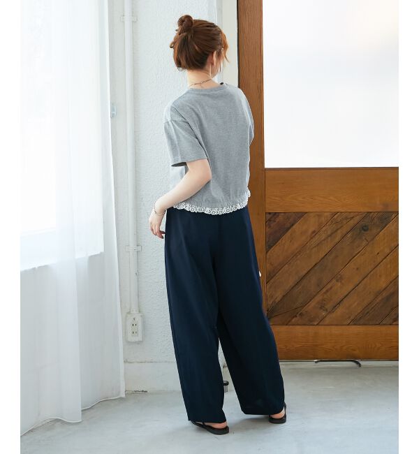  「《手洗い可能》komatsu.裾レースクロップドTシャツ」|Tシャツ・カットソー|