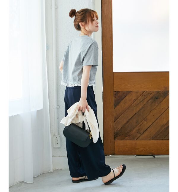  「《手洗い可能》komatsu.裾レースクロップドTシャツ」|Tシャツ・カットソー|