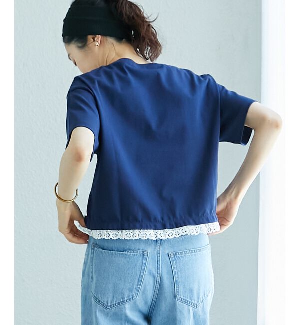 「《手洗い可能》komatsu.裾レースクロップドTシャツ」|Tシャツ・カットソー|