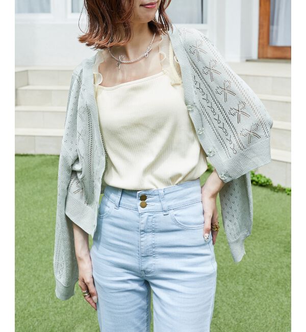 MAJESTICLEGON「カップ付きフリルトリムキャミソール」|キャミソール|