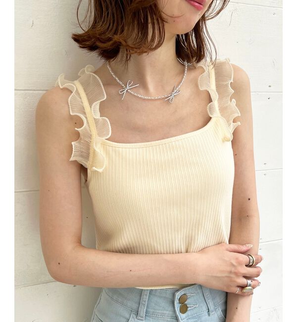 MAJESTICLEGON「カップ付きフリルトリムキャミソール」|キャミソール|