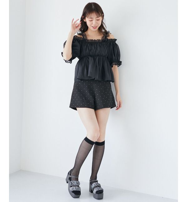 MAJESTICLEGON「カップ付きフリルトリムキャミソール」|キャミソール|