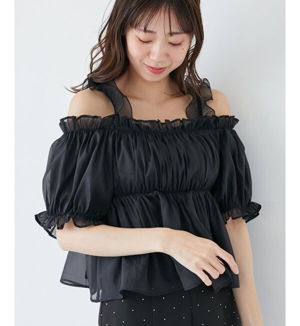 MAJESTICLEGON「カップ付きフリルトリムキャミソール」|キャミソール|