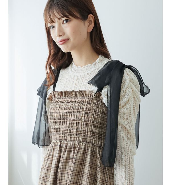  「パワショルレース長袖トップス」|Tシャツ・カットソー|アイボリー