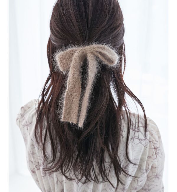 MAJESTICLEGON「ニットリボンヘアアクセ」|ヘアゴム・シュシュ|ブラウン