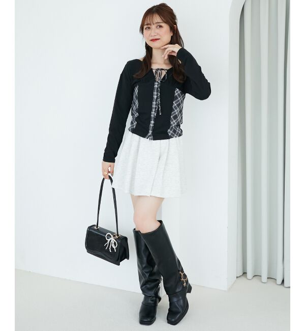  「バイカラーチェックトップス」|Tシャツ・カットソー|