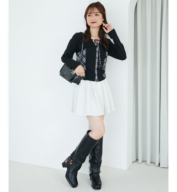  「バイカラーチェックトップス」|Tシャツ・カットソー|