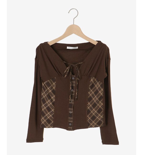  「バイカラーチェックトップス」|Tシャツ・カットソー|