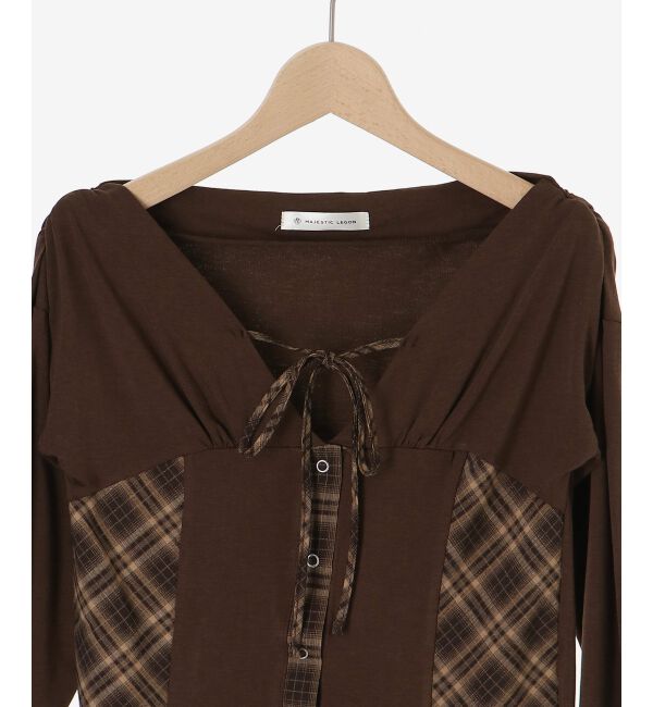  「バイカラーチェックトップス」|Tシャツ・カットソー|