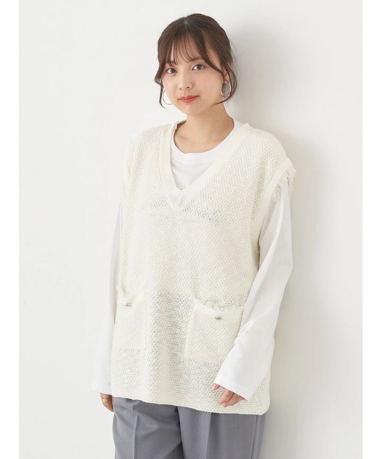 earth music&ecology「ツイードニットプルオーバー」|ベスト・ジレ|