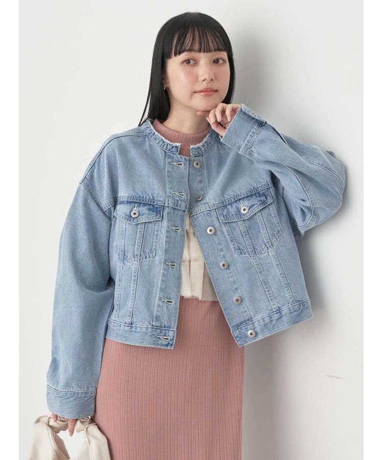 earth music&ecology「スタンドカラーGジャン」|テーラードジャケット|Light indigo