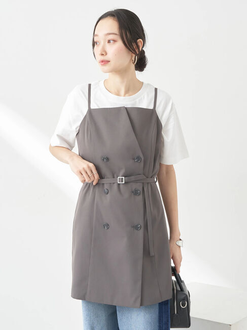 earth music&ecology「トレンチ風キャミミニワンピース」|ワンピース|