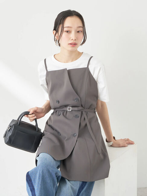 earth music&ecology「トレンチ風キャミミニワンピース」|ワンピース|