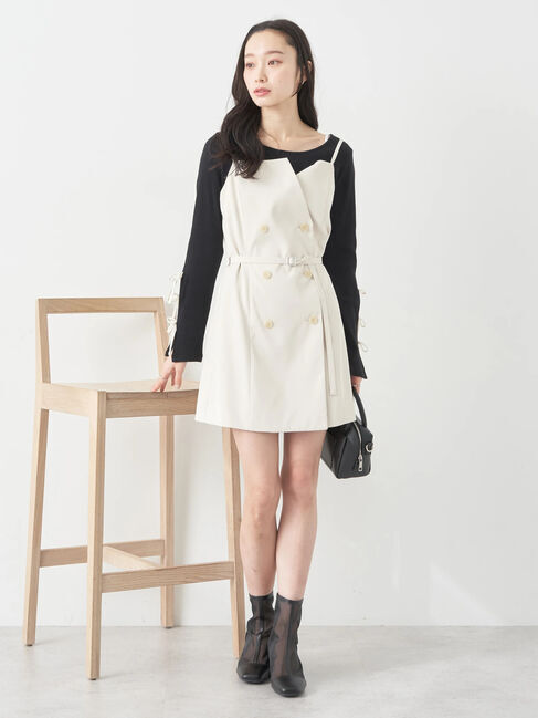 earth music&ecology「トレンチ風キャミミニワンピース」|ワンピース|