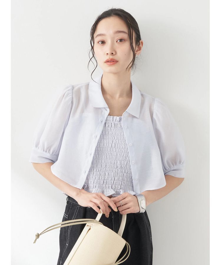 earth music&ecology「SET2点シアークロップドシャツ&times;シャーリングタンク」|シャツ・ブラウス|