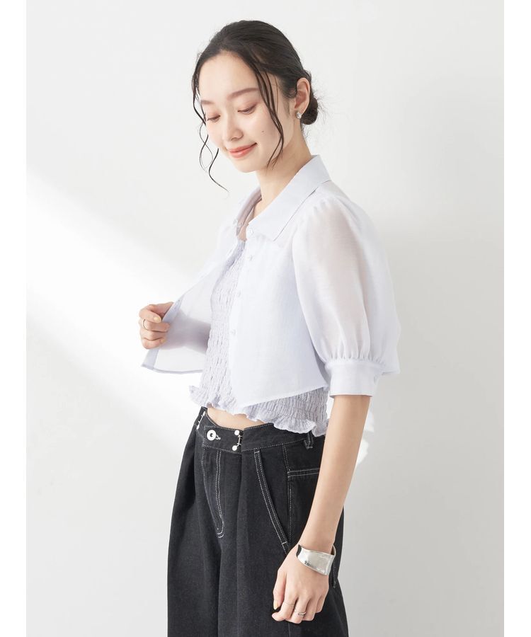 earth music&ecology「SET2点シアークロップドシャツ&times;シャーリングタンク」|シャツ・ブラウス|