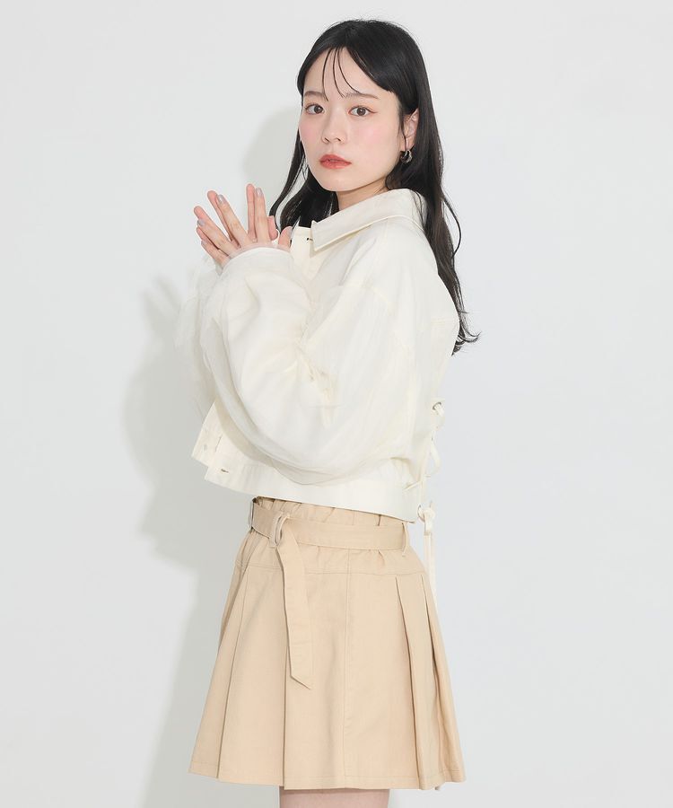 earth music&ecology「チュールレイヤードバックレースアップジャケット」|テーラードジャケット|