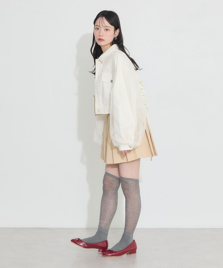 earth music&ecology「チュールレイヤードバックレースアップジャケット」|テーラードジャケット|
