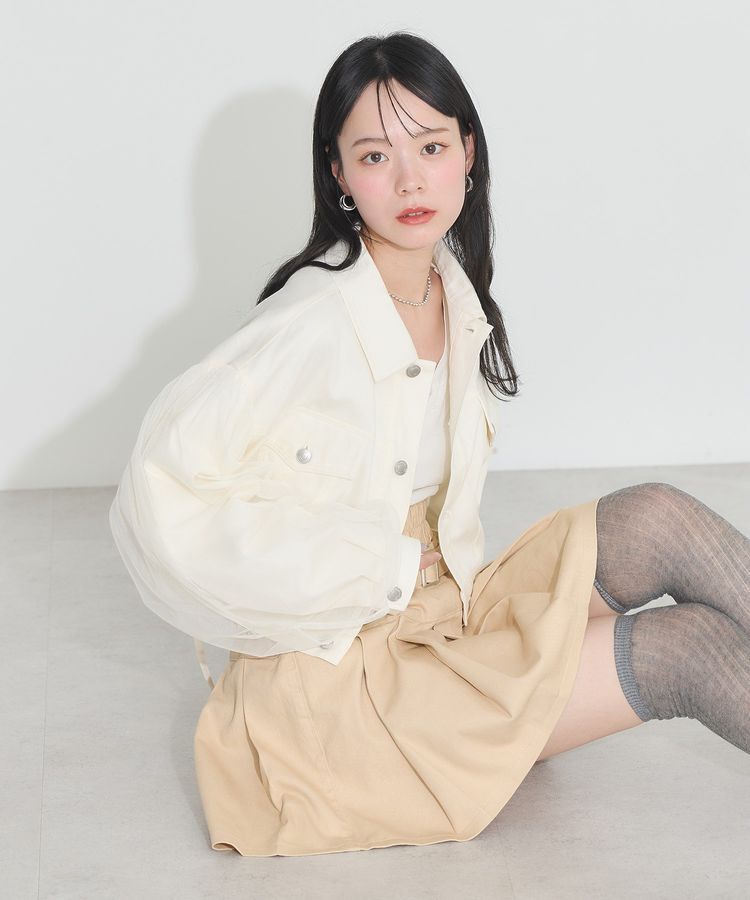 earth music&ecology「チュールレイヤードバックレースアップジャケット」|テーラードジャケット|