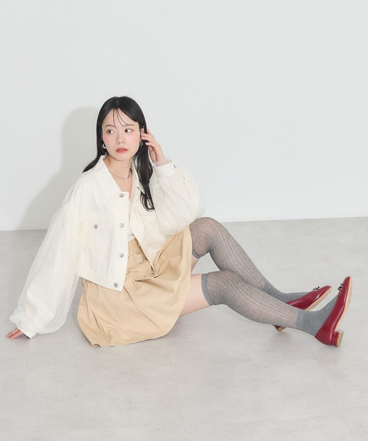 earth music&ecology「チュールレイヤードバックレースアップジャケット」|テーラードジャケット|