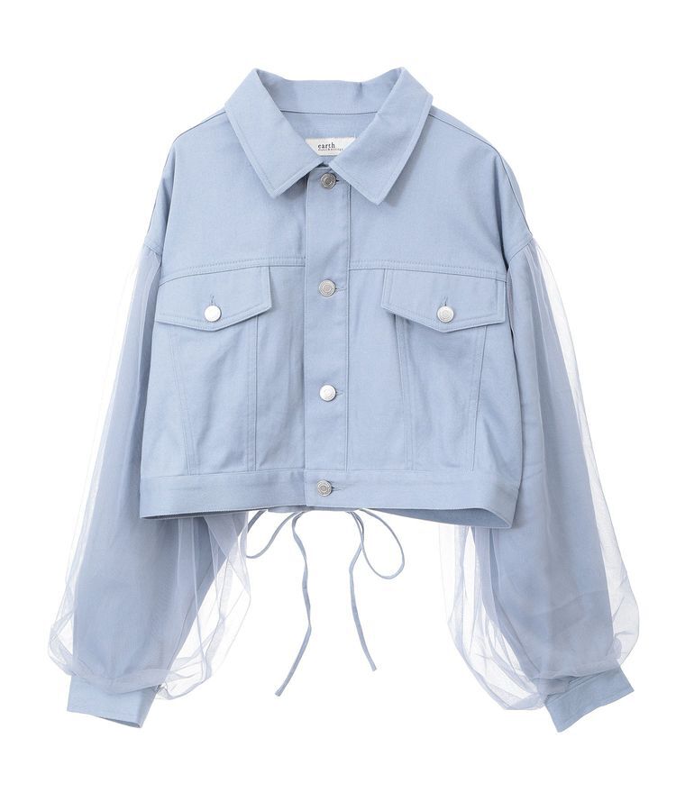 earth music&ecology「チュールレイヤードバックレースアップジャケット」|テーラードジャケット|