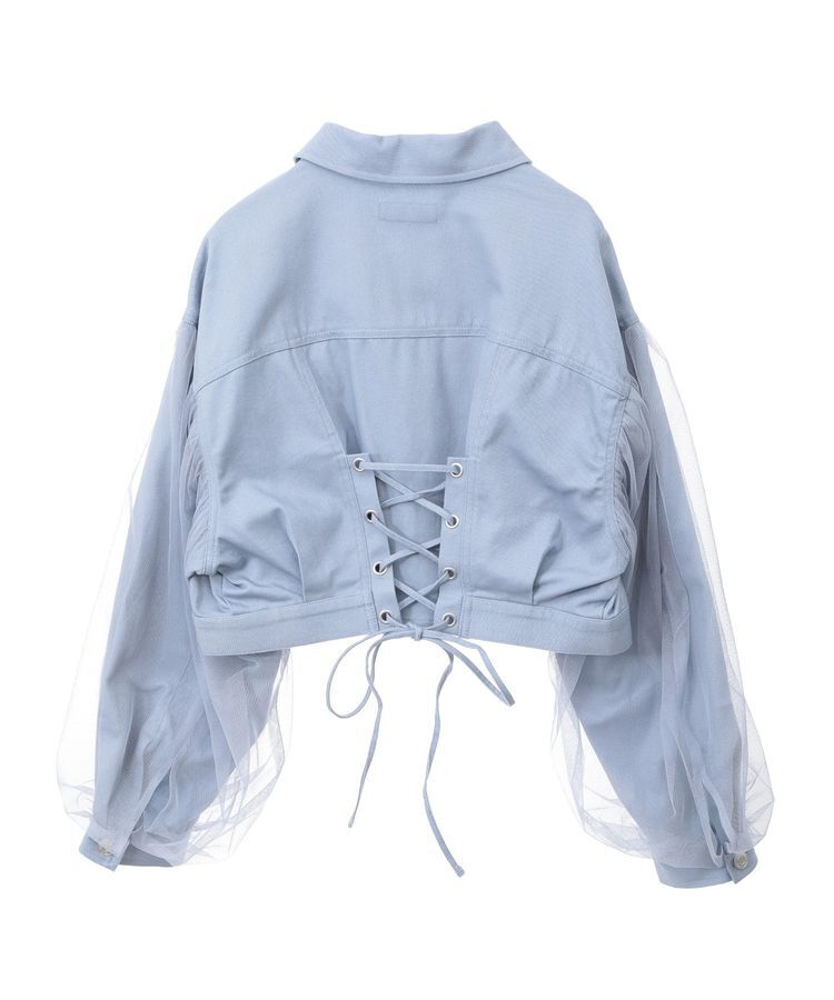 earth music&ecology「チュールレイヤードバックレースアップジャケット」|テーラードジャケット|