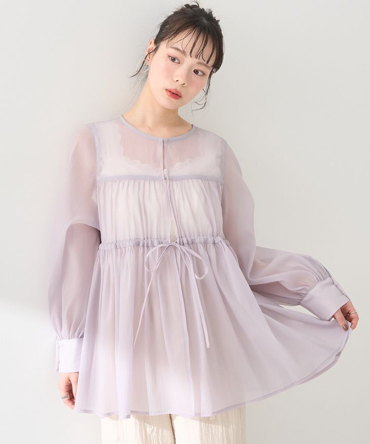 earth music&ecology「フロントリボンシアーチュニック」|シャツ・ブラウス|Pink