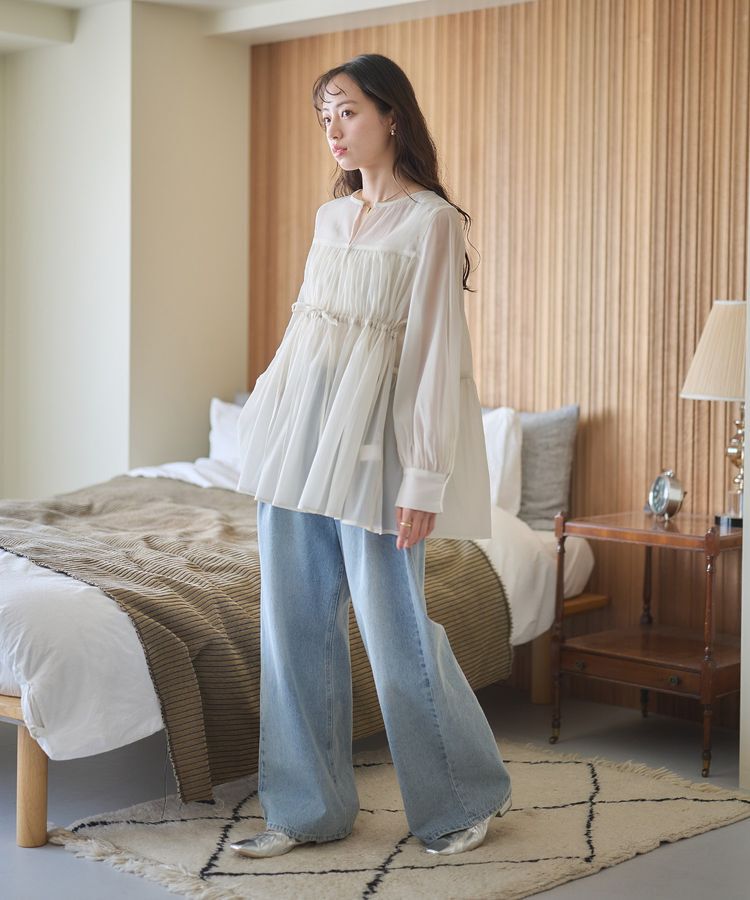 earth music&ecology「フロントリボンシアーチュニック」|シャツ・ブラウス|