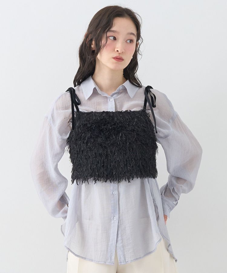 earth music&ecology「ラメミックスフェザービスチェ」|ベスト・ジレ|