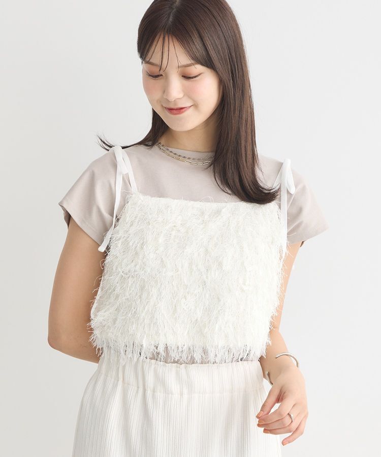 earth music&ecology「ラメミックスフェザービスチェ」|ベスト・ジレ|