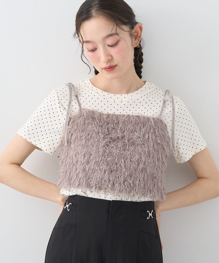 earth music&ecology「ラメミックスフェザービスチェ」|ベスト・ジレ|Mocha