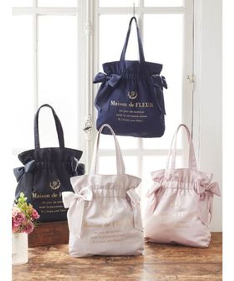 Maison de FLEUR「ダブルリボンギャザートートバッグ」|トートバッグ|
