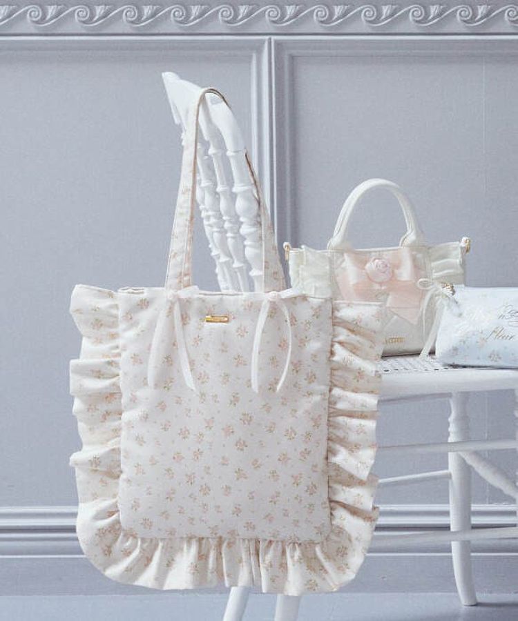 Maison de FLEUR「ローズプリントフリルトートバッグ」|トートバッグ|