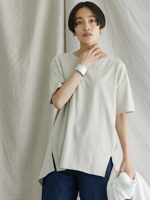  「バックドレープ半袖カットチュニック」|Tシャツ・カットソー|
