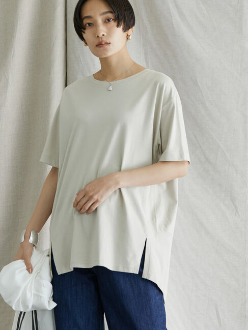  「バックドレープ半袖カットチュニック」|Tシャツ・カットソー|
