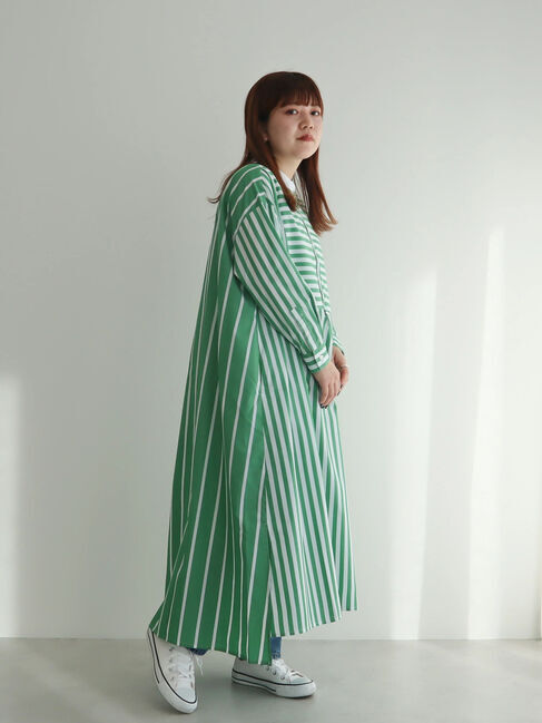  「【WEB限定・小柄女性向け】イージーケアストライプワンピース」|ワンピース|
