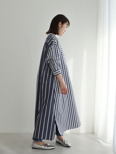  「【WEB限定・小柄女性向け】イージーケアストライプワンピース」|ワンピース|