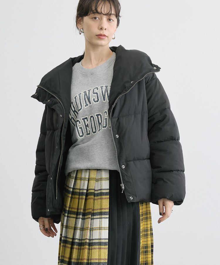 AMERICAN HOLIC「軽ポカ撥水加工スタンドショートコート」|ブルゾン・スタジャン|Black