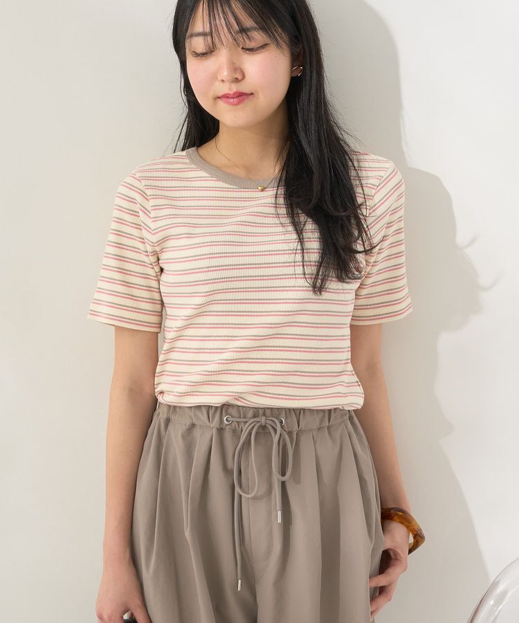 AMERICAN HOLIC「リブ5分袖トップス」|Tシャツ・カットソー|