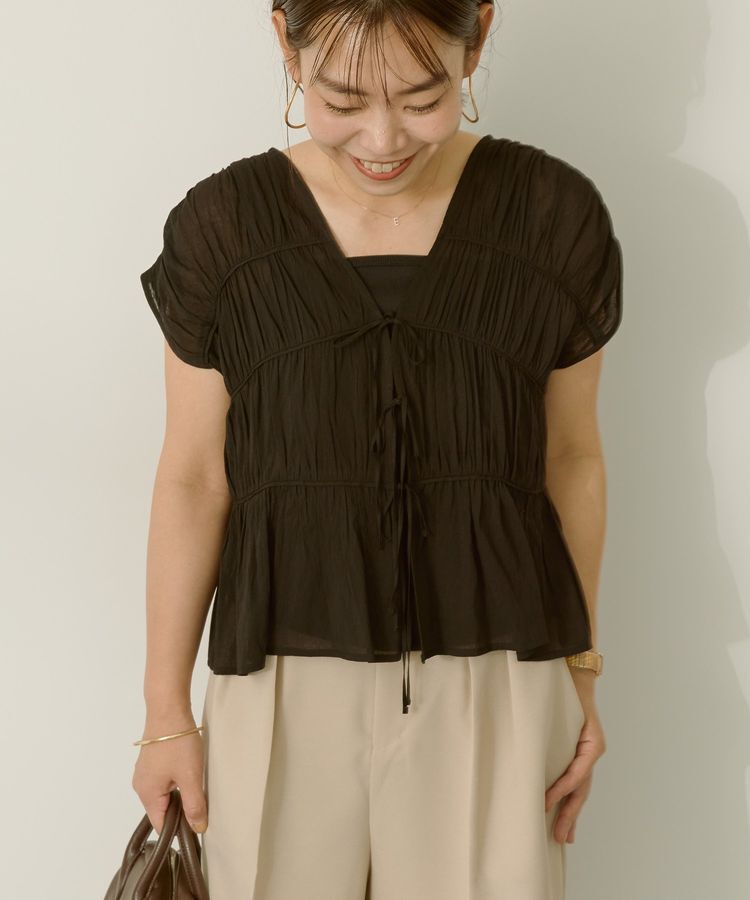 AMERICAN HOLIC「【前後2WAY】フロントリボンブラウス」|シャツ・ブラウス|Black