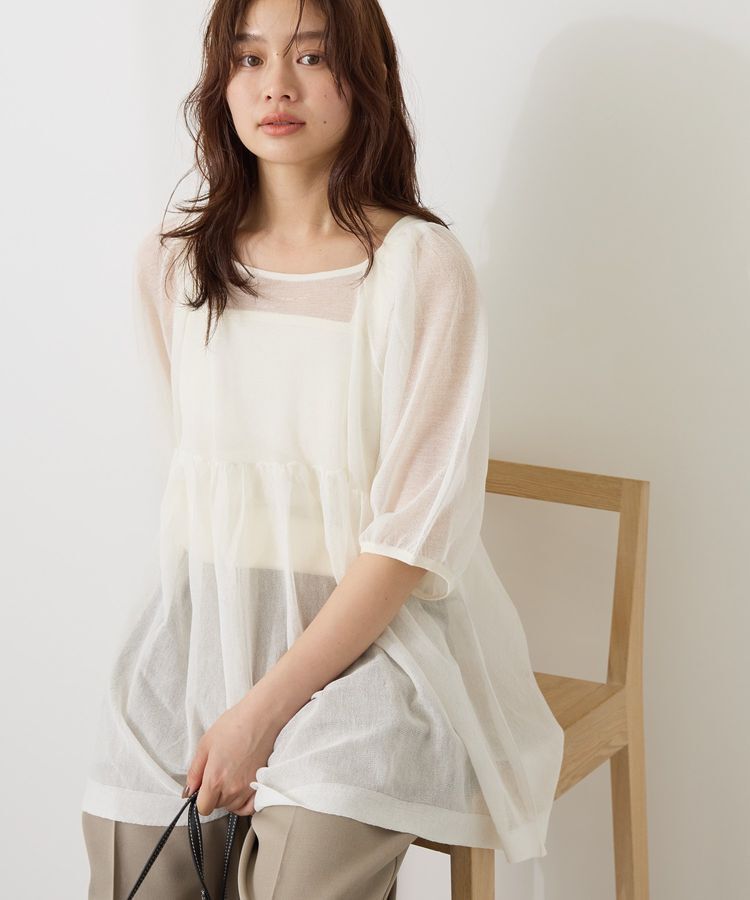 AMERICAN HOLIC「シアーパフスリーブニットプルオーバー」|ニット・セーター|