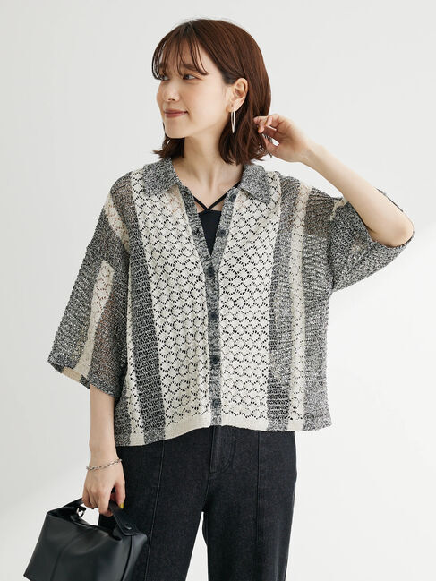 armonia「ブークレー微配色5分袖カーディガン」|カーディガン|