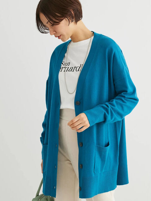 Green Parks「もちやわVネックミディ丈ニットカーディガン」|カーディガン|