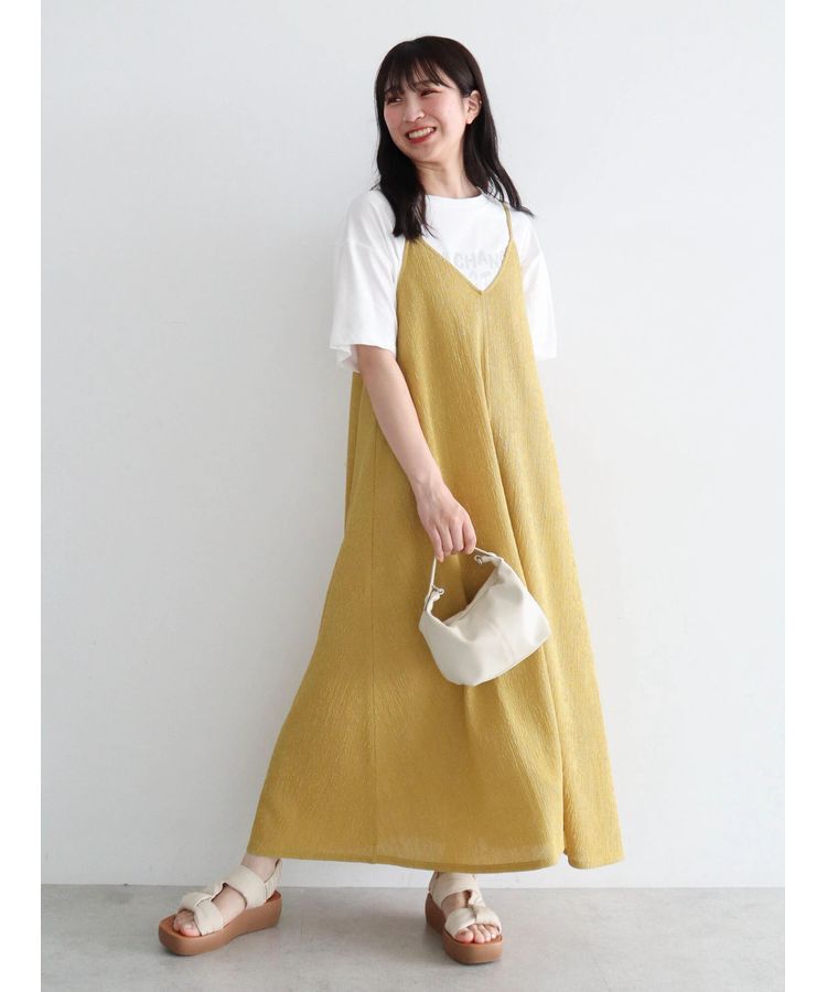 Green Parks「BESTPRICE　表面感カットキャミワンピース」|ワンピース|Yellow