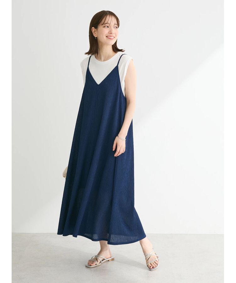 Green Parks「BESTPRICE　表面感カットキャミワンピース」|ワンピース|Blue