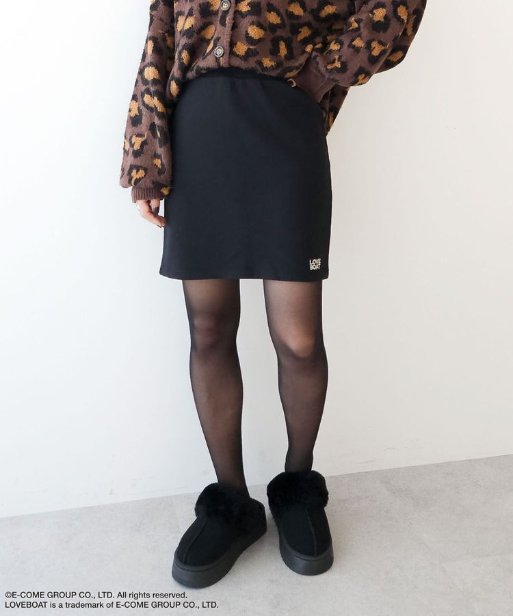 Green Parks「■LOVEBOAT ロゴ刺繍スウェットミニスカート」|タイト|Black